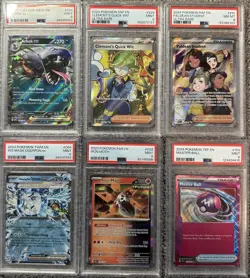 6 PSA Graded Pokemon Card Slab Pikachu Iron Moth Clemonts Quick Wit Lot - Image 1