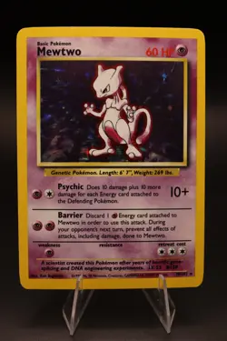 Pokemon TCG Mewtwo Base Set Holo Rare Card 10/102 1999 Unlimited [LP] - Image 1