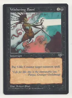 MTG MIRAGE: 1x NM/M Withering Boon Magic the Gathering Card Counter Summon Spell - Image 1