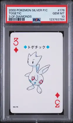 2000 POKEMON SILVER VERSION PLAYING CARDS 3 OF DIAMONDS #176 TOGETIC PSA 10 - Image 1