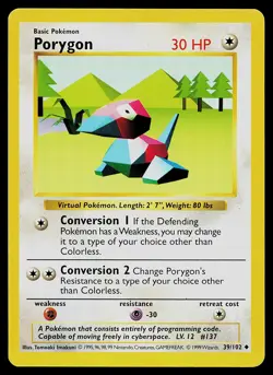 Pokemon Card - Porygon Base Set (Shadowless) 39/102 Uncommon - Image 1