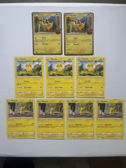 Pikachu Pokemon Card Lot 9x Evolving Skies Pokemon GO 2024 Trick or LP/NM - Image 1