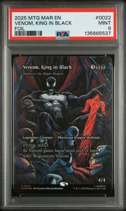 2025 MTG MARVEL'S SPIDER-MAN: SOURCE MAT FOIL #0022 VENOM, KING IN BLACK PSA 9 - Image 1