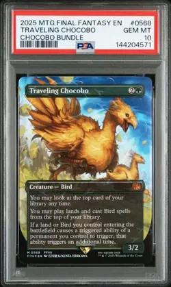 PSA 10 2025 MTG FINAL FANTASY 0568 TRAVELING CHOCOBO TRACK FOIL - Image 1
