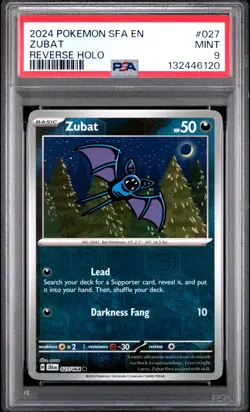 2024 POKEMON SFA EN-SHROUDED FABLE REVERSE HOLO #027 ZUBAT PSA 9 - Image 1