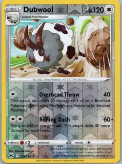 Pokemon Dubwool Crown Zenith 122/159 Near Mint NM Reverse Holo - Image 1