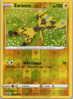 Pokemon Zeraora Crown Zenith 052/159 Near Mint NM Reverse Holo - Image 1