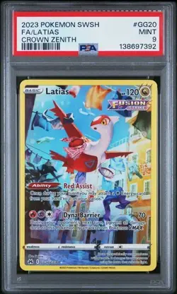 2023 POKEMON SWORD AND SHIELD CROWN ZENITH GG20 FULL ART/LATIAS PSA 9 - Image 1