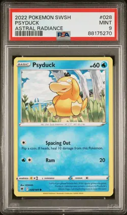 PSA 9 MINT 2022 POKEMON SWORD & SHIELD ASTRAL RADIANCE #028 PSYDUCK - Image 1