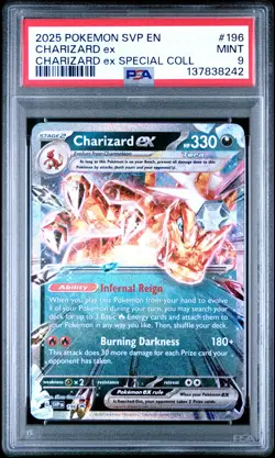 2025 POKEMON SVP EN-SV BLACK STAR PROMO #196 CHARIZARD EX PSA 9 - Image 1