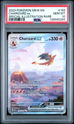 2023 POKEMON MEW EN-151 SPECIAL ILLUSTRATION RARE #199 CHARIZARD EX PSA 10 - Image 1