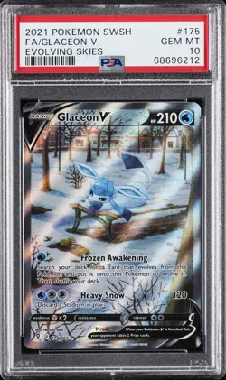 2021 POKEMON SWORD & SHIELD EVOLVING SKIES #175 FULL ART/GLACEON V PSA 10 - Image 1