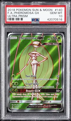 2018 POKEMON SUN & MOON ULTRA PRISM #140 FULL ART/PHEROMOSA GX PSA 10 - Image 1