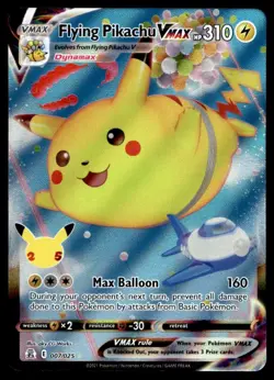 2021 Pokemon Celebrations Flying Pikachu VMAX Full Art Holo #007 B C23 - Image 1