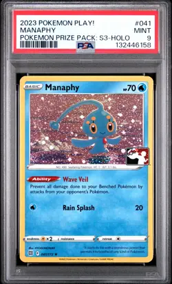 2023 POKEMON PLAY! POKEMON PRIZE PACK: SERIES 3 HOLO #041 MANAPHY PSA 9 - Image 1