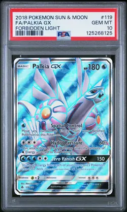 2018 POKEMON SUN & MOON FORBIDDEN LIGHT #119 FULL ART/PALKIA GX PSA 10 - Image 1