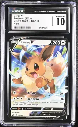 Pokemon Eevee V 2023 Crown Zenith 108/159 CGC 10 - Image 1