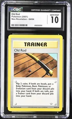 Pokemon Old Rod 2001 Neo Revelation 64/64 CGC 10 - Image 1
