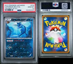 2017 POKEMON JAPANESE THE BEST OF XY #016 VAPOREON-REVERSE FOIL PSA 10 - Image 3