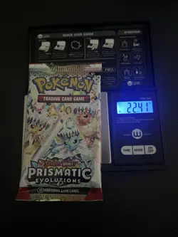 22.41g VERY HEAVY Prismatic Evolutions Pokemon Sealed Booster Pack New - Image 1