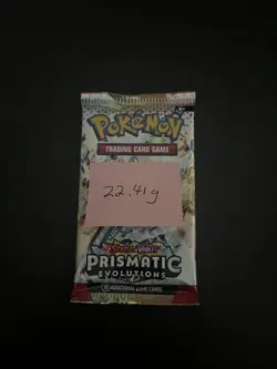 22.41g VERY HEAVY Prismatic Evolutions Pokemon Sealed Booster Pack New - Image 3