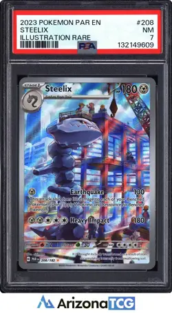 Pokemon 2023 Steelix 208/182 Full Art Illustration Rare Paradox Rift PSA 7 - Image 1