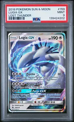 2018 POKEMON SUN & MOON LOST THUNDER #159 LUGIA GX PSA 9 - Image 1