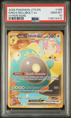 2025 POKEMON JTG EN-JOURNEY TOGETHER HYPER RARE #188 IONO'S BELLIBOLT EX PSA 10 - Image 1