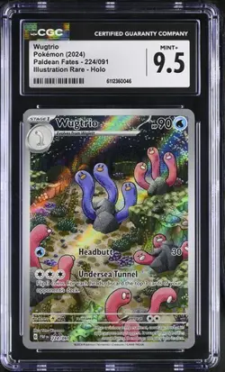 WUGTRIO Illustration Rare 224/091 Pokemon Paldean Fates CGC 9.5 Mint+ mv - Image 1