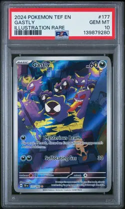 2024 POKEMON TEF EN-TEMPORAL FORCES ILLUSTRATION RARE #177 GASTLY PSA 10 - Image 1