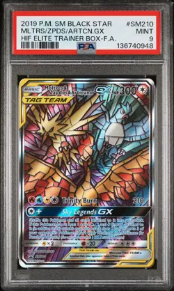2019 POKEMON SM BLACK STAR PROMO FULL ART/MOLTRES & ZAPDOS & ARTICUNO GX PSA 9 - Image 1