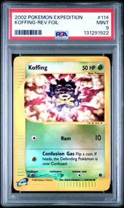 2002 POKEMON EXPEDITION #114 KOFFING-REVERSE FOIL PSA 9 - Image 1