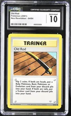 Pokemon Old Rod 2001 Neo Revelation 64/64 CGC 10 - Image 1