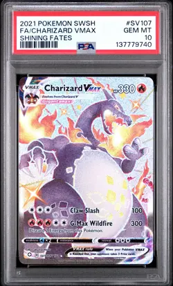 2021 POKEMON SWORD & SHIELD SHINING FATES #SV107 FULL ART/CHARIZARD VMAX PSA 10 - Image 1