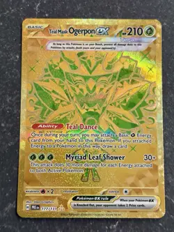 Pokemon Teal Mask Ogerpon EX 177/131 Gold Prismatic Evolutions Hyper Rare NM - Image 1