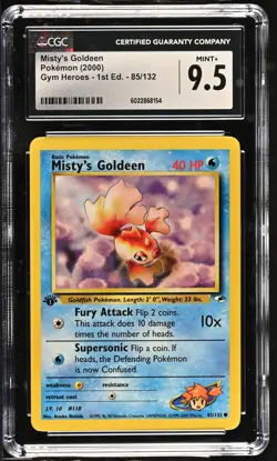 CGC MINT+ 9.5 Pokemon Gym Heroes 1st Edition Misty's Goldeen 85/132 - Image 1
