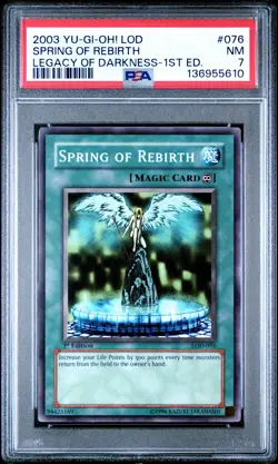 2003 YU-GI-OH! LOD-LEGACY OF DARKNESS 1ST EDITION #076 SPRING OF REBIRTH PSA 7 - Image 1