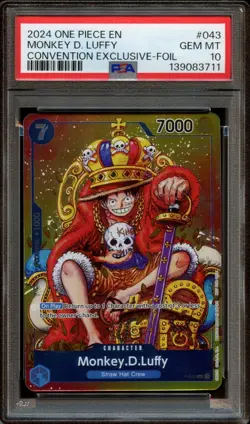 2024 One Piece Monkey D. Luffy Convention Exclusive Foil Promo P-043 PSA 10 - Image 1