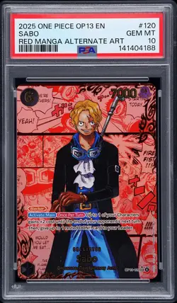 2025 ONE PIECE OP13-120 CARRYING ON HIS WILL RED MANGA ALTERNATE ART SABO PSA 10 - Image 1