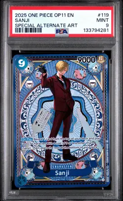 2025 ONE PIECE OP11-A FIST OF DIVINE SPEED SPECIAL ALTERNATE ART SANJI PSA 9 - Image 1