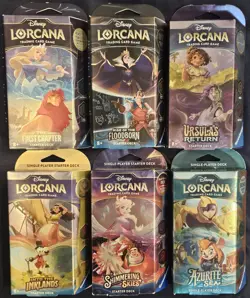 Disney Lorcana 6x Starter Deck Lot: First Chapter, Floodborn, Ursula + 3 More! - Image 3
