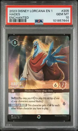 2023 DISNEY LORCANA EN 1-THE FIRST CHAPTER #205 HADES - KING OF OLYMPUS PSA 10 - Image 1