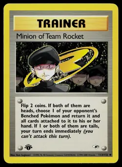Pokemon Card - Minion of Team Rocket Gym Heroes 113/132 Uncommon 1st Edition - Image 1