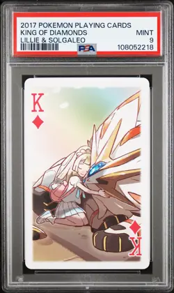 2017 POKEMON PLAYING CARDS LILLIE, GLADION & LUSAMINE KING OF DIAMONDS PSA 9 - Image 1