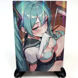 Hatsune Miku Sexy Hot Anime Girl Lewd Doujin Goddess Story Holographic Art Card - Image 2