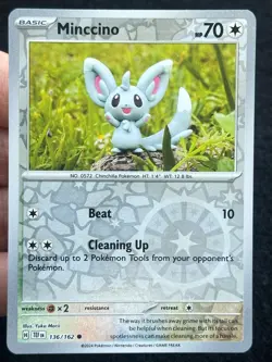 Minccino 136/162 - Reverse holo - LP - NM - Pokemon TCG Card - Image 1