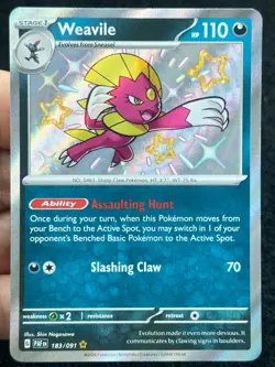 Weavile 183/091 - Shiny Rare - PAF - LP - NM - Pokemon TCG Card - Image 1