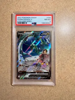 2021 POKEMON SWORD & SHIELD EVOLVING SKIES #194 FULL ART RAYQUAZA V PSA 8 - Image 3
