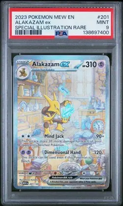 2023 POKEMON MEW EN-151 201 ALAKAZAM EX SPECIAL ILLUSTRATION RARE PSA 9 - Image 1