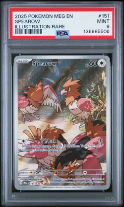 2025 POKEMON MEG EN-MEGA EVOLUTION ILLUSTRATION RARE #151 SPEAROW PSA 9 - Image 1